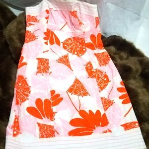 Lilly Pulitzer pink&orange strapless dress size 0
